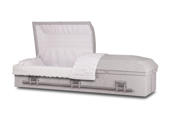 Kay Cloth Covered Casket with Silver Fabric