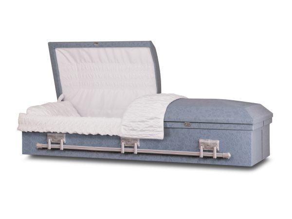 Elderlite Cloth Covered Casket with Swing Bar in Blue