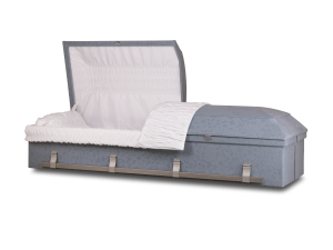 Summit cloth covered casket with blue embossed fabric